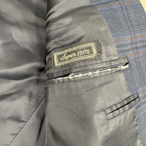 Canali For Bloomingdales Wool Lana Sport Coat Italy Windowpane 2 Button Size 38R - Picture 3 of 16